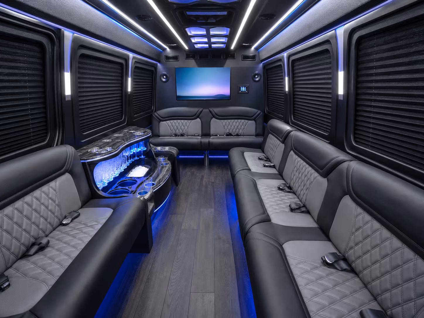rialto 50 passenger party bus interior